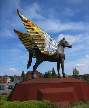 Millennium Pegasus, installation and unveiling for the Millennium Sculpture Trail, Dudley Borough Council, Dudley, UK (September)